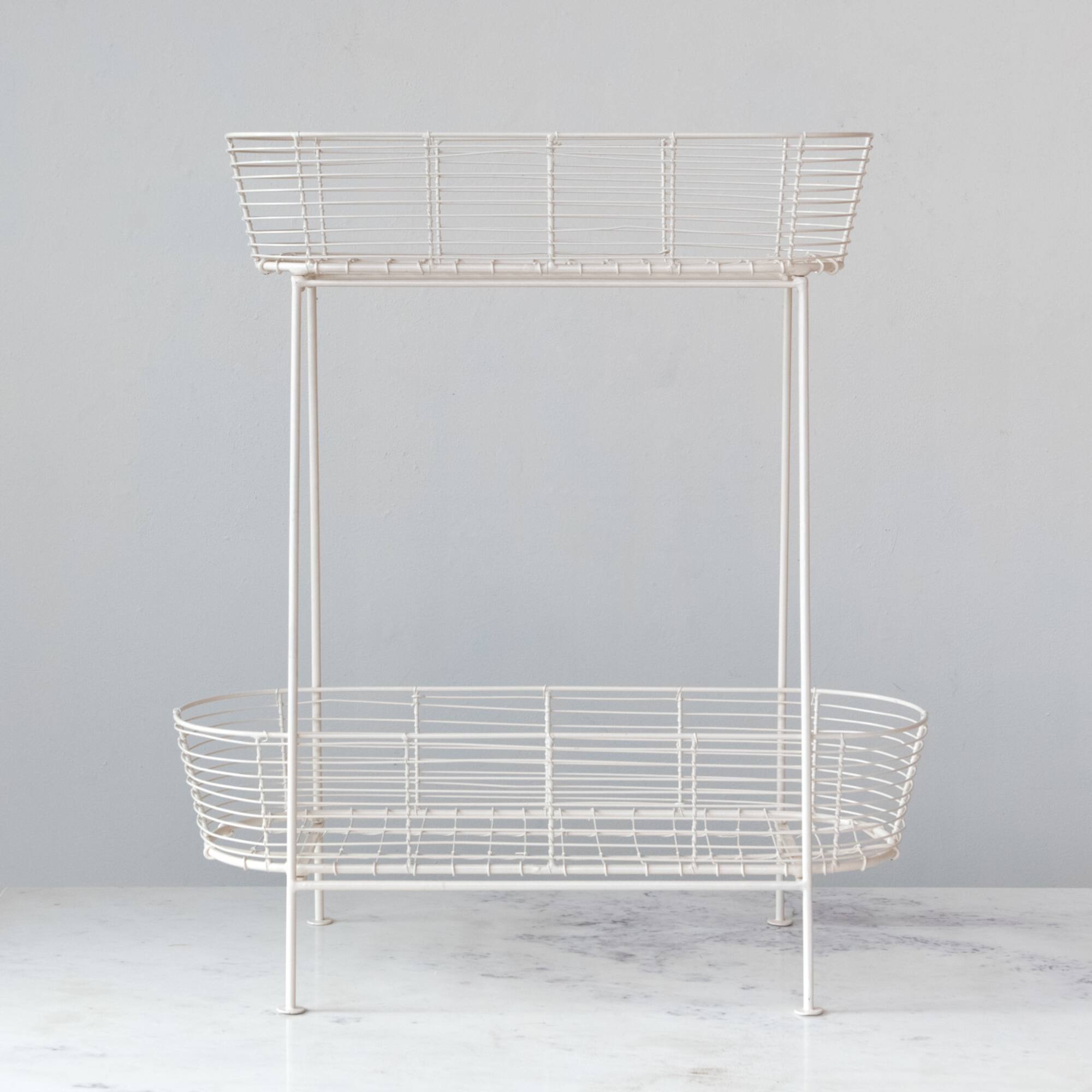 Serenity Metal Wire Plant Stand, Cream